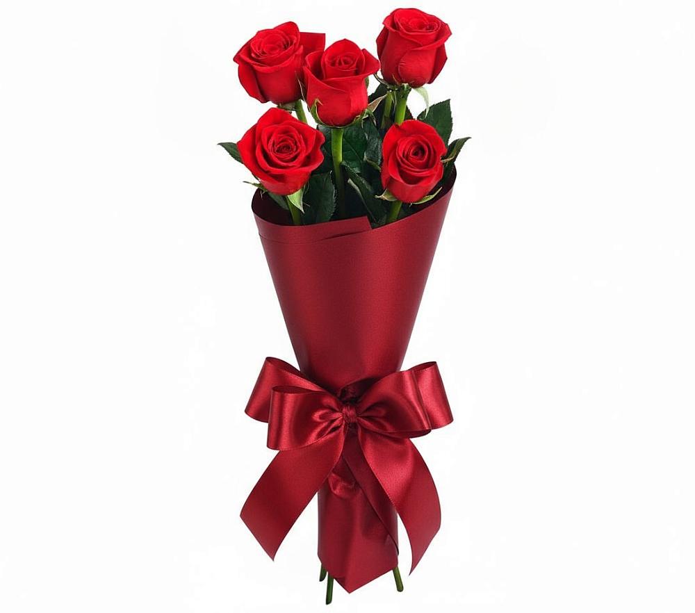 Букет 5 Красных роз Эдлесс Лав в Малой Вишере