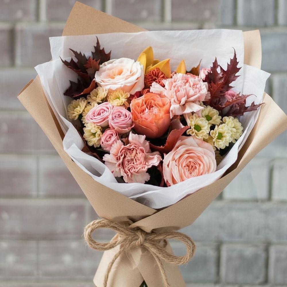 Букет цветов из: Гвоздики, Хризантемы и Розы в Малой Вишере