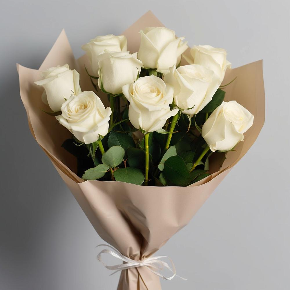 Букет 9 Белых роз Эдлесс Лав в Малой Вишере