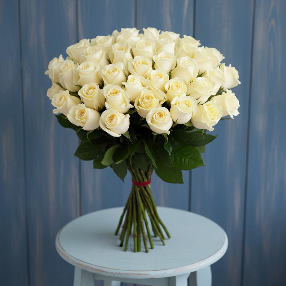 Букет 51 Белая роза Эдлесс Лав в Малой Вишере