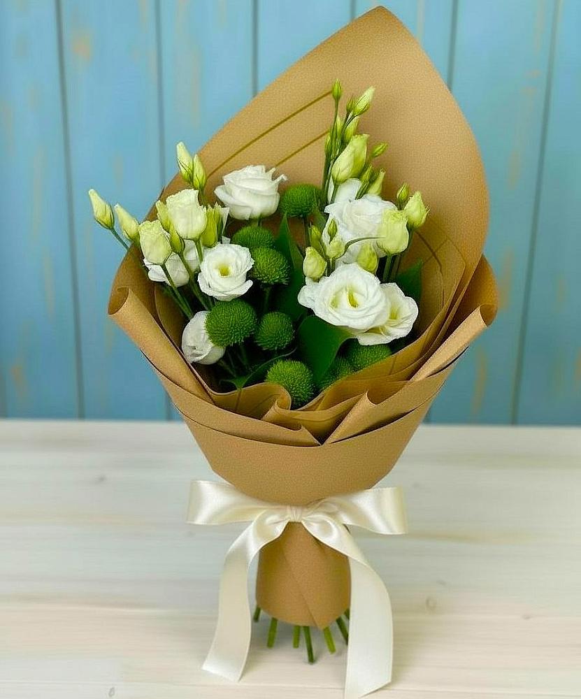 Букет цветов из: Хризантемы и Лизиантусы в Малой Вишере