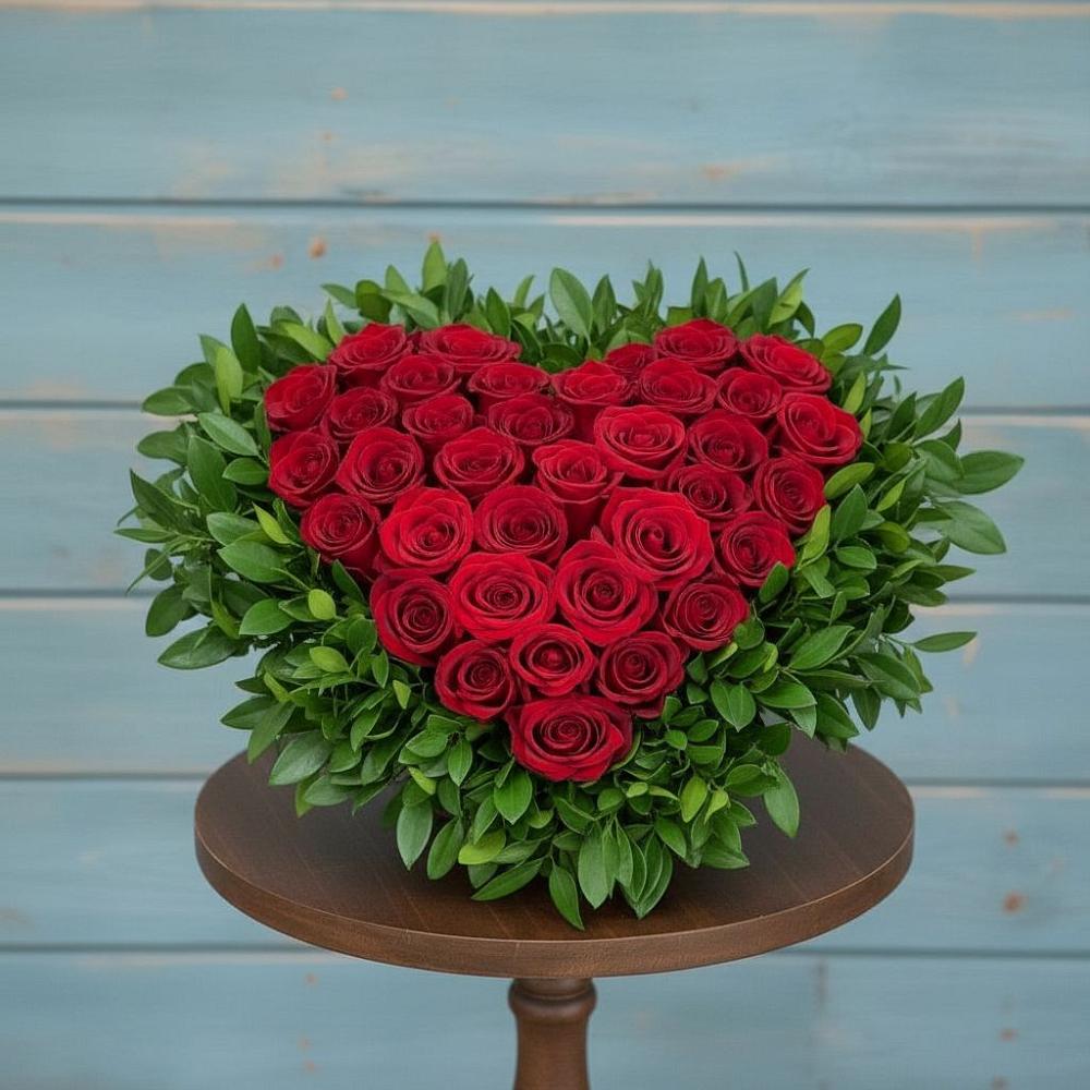 Цветочная композиция из Розы в виде сердца в Малой Вишере