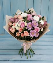 Букет цветов из:  Хризантемы, Розы и Альстромерии в Малой Вишере