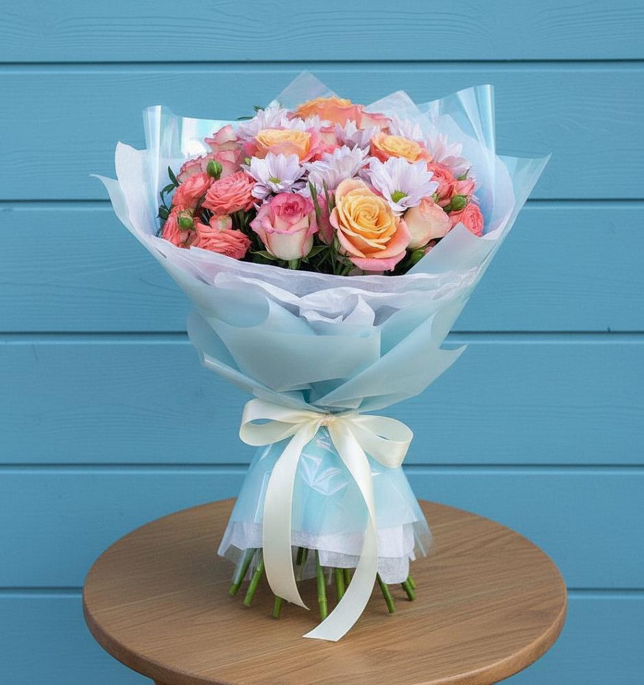 Букет цветов из: Хризантемы и Розы в Малой Вишере