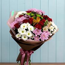Букет цветов из:  Розы, Хризантемы и Альстромерии #REPLACE_PRED# Малой Вишере