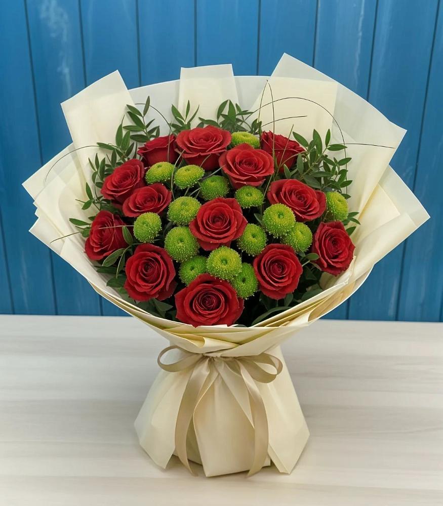 Букет цветов из: Розы и Хризантемы в Малой Вишере